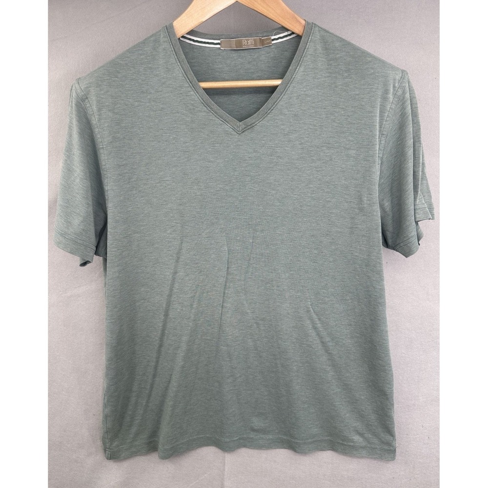 Raffi Linea Uomo Shirt Men's L Short Sleeve Cotton Green Classic Casual